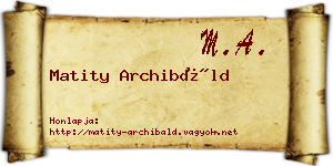 Matity Archibáld névjegykártya